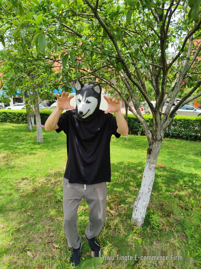 Halloween Wolfdog Shepherd Mask - German Shepherd Husky Latex Headgear for TikTok Style Parties