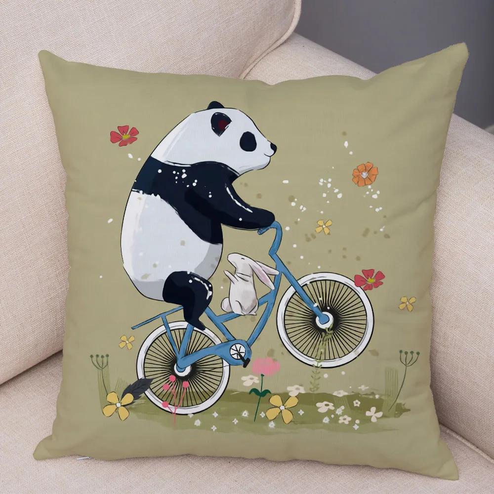 Home Decoration Colorful Cartoon Panda Bear Kids Sofa Car Pillow Cover Cute Animal Cushion Cover funda de almohada