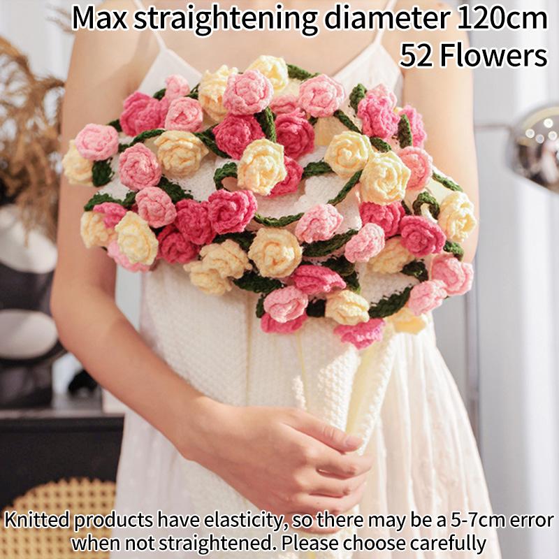 Multicolored Pointed-Angled Rose Bouquet Blankets Hand-Knitted Crocheted Rose Sofa Blankets Wedding Valentine Girlfriend Gifts