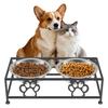 Elevated Cat Bowls Raised Pet Food Bowls with Stand Stainless Steel Double Bowl Water Feeding Anti Tip for Cats and Puppy