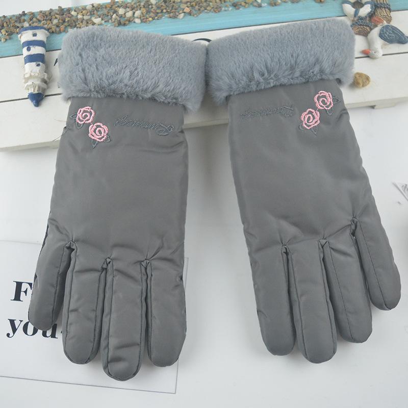 Ski Gloves Winter Women's Korean Version Velvet Warm Riding Cold and Windproof Touch Screen Motorcycle Winter Women's Cotton Gloves
