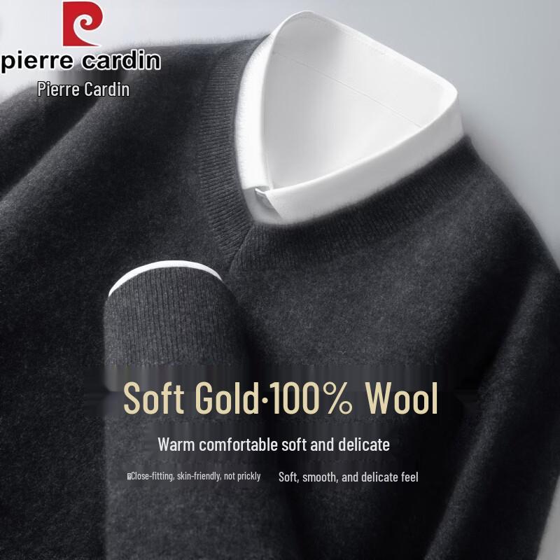 Pierre Cardin Men's 100% Wool V-Neck Pullover Sweater