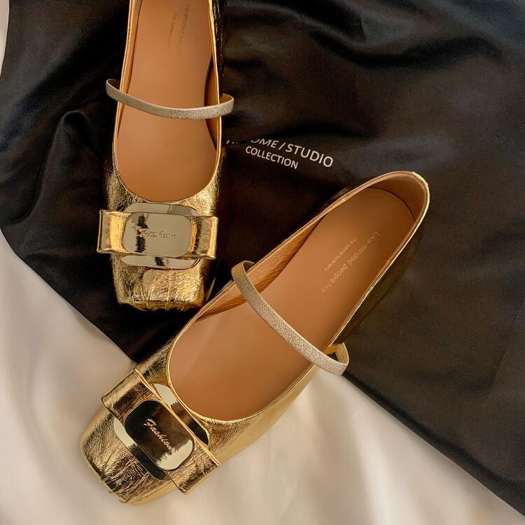 Continue to produce~ 2025 leather ballet shoes women's French shallow mouth flat bottom one word with Mary Jane single shoes