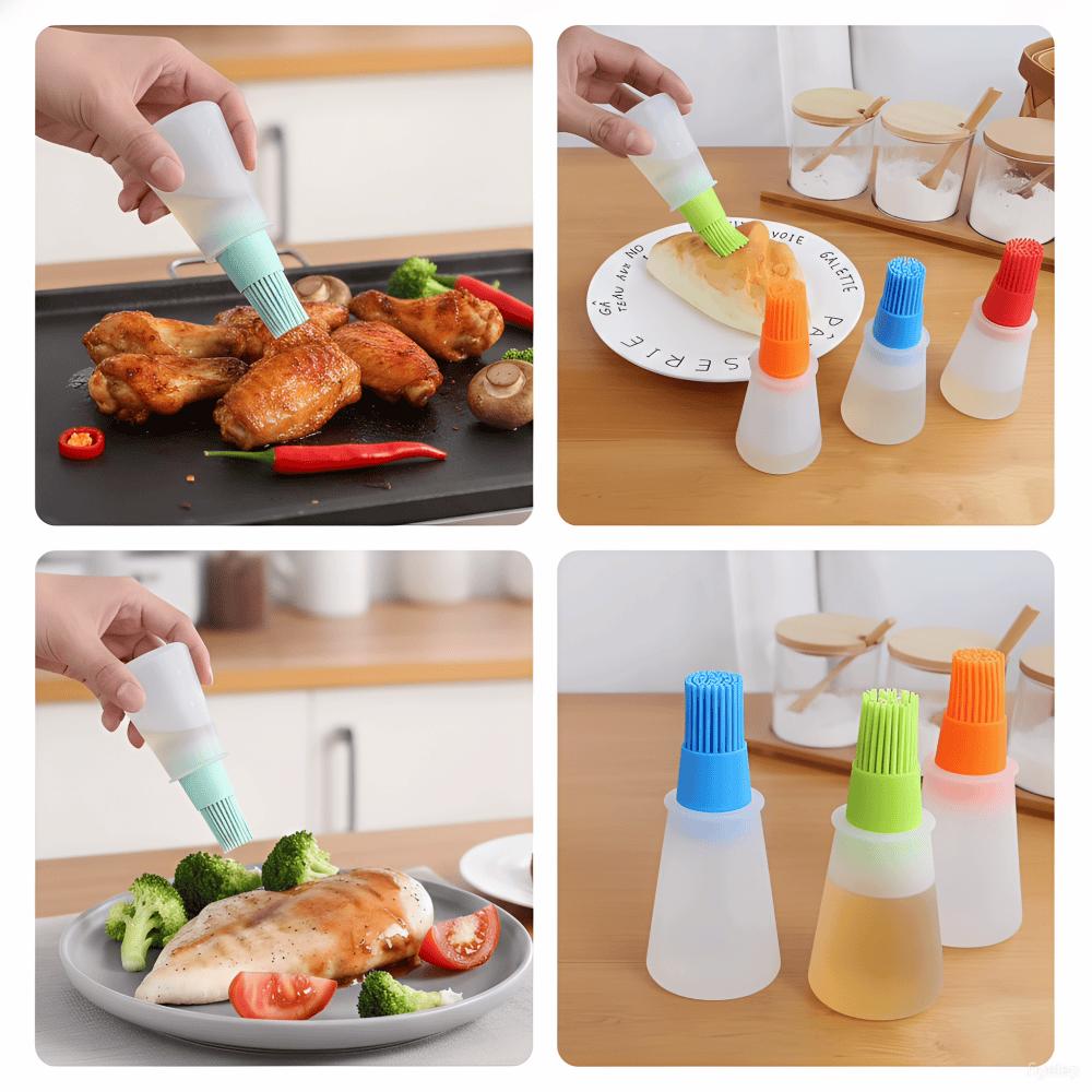 Portable Practical and Attractive Brush Oil Bowl Brush for Oiled Takoyaki BBQ Cooking Silicone Basting Brush Kitchen BBQ Tools