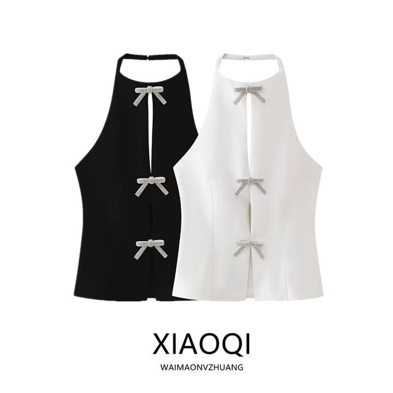 Fashion Wind Spring New Arrival Hanging Collar Tops Bows