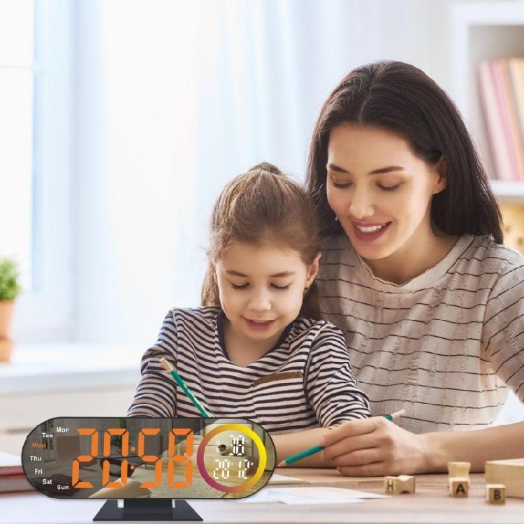 Projection Alarm Clock,Digital Clock with 180° Rotatables Projectors Duals Loud Alarm Clock with Night Lights Bedroom