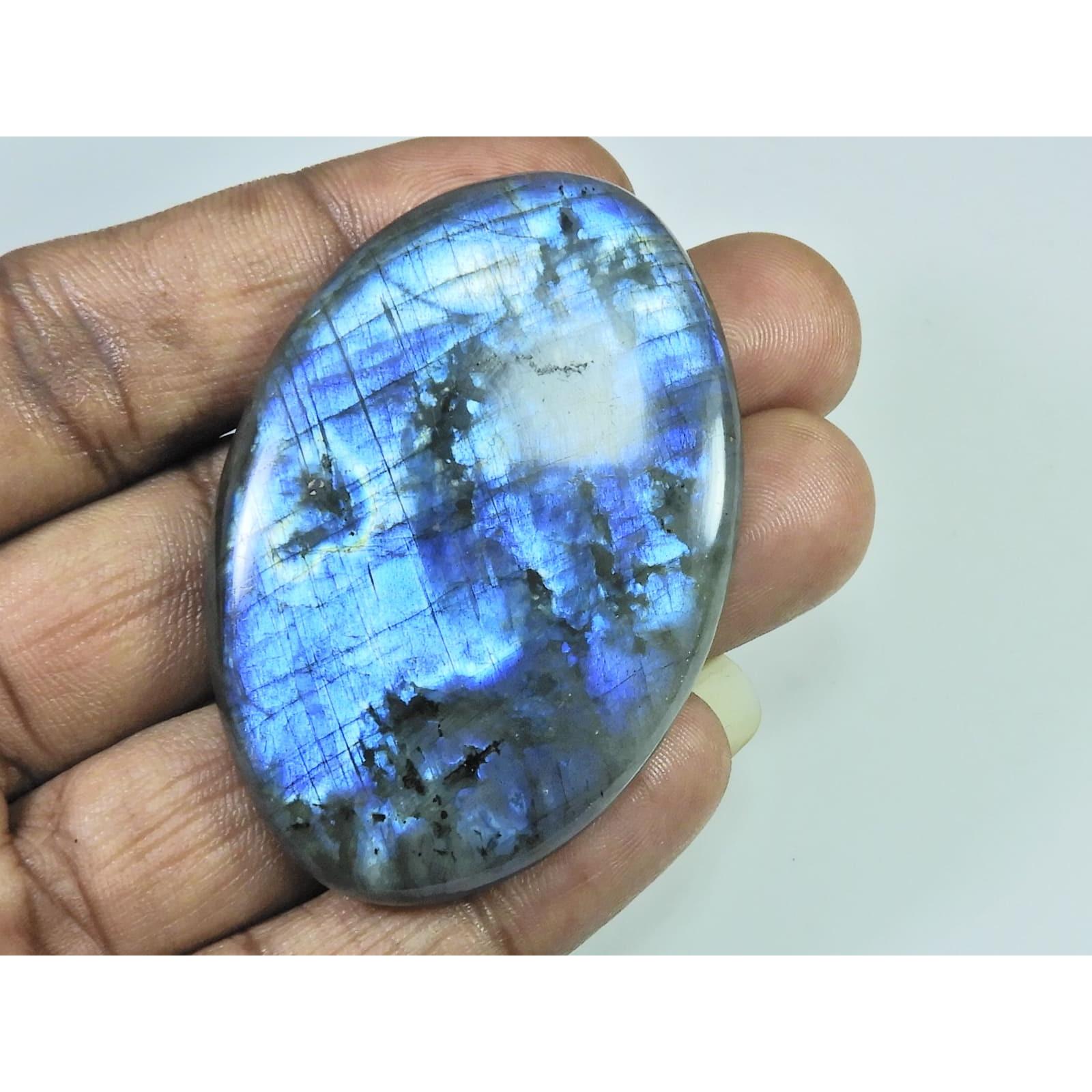183Cts.Natural Labradorite Multi Fire Oval Cabochon Loose Gemstone 37X58X8MM D-233