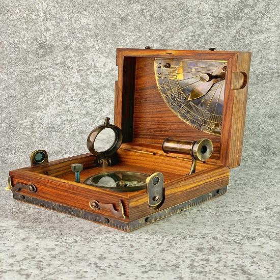 Marine Master Box Sextant Alidade Geschenk für Handelsmarine Piraten Vintage Geschenk Sextant Sammelkompass Geschenk für Papa Geschenk zum Ruhestand