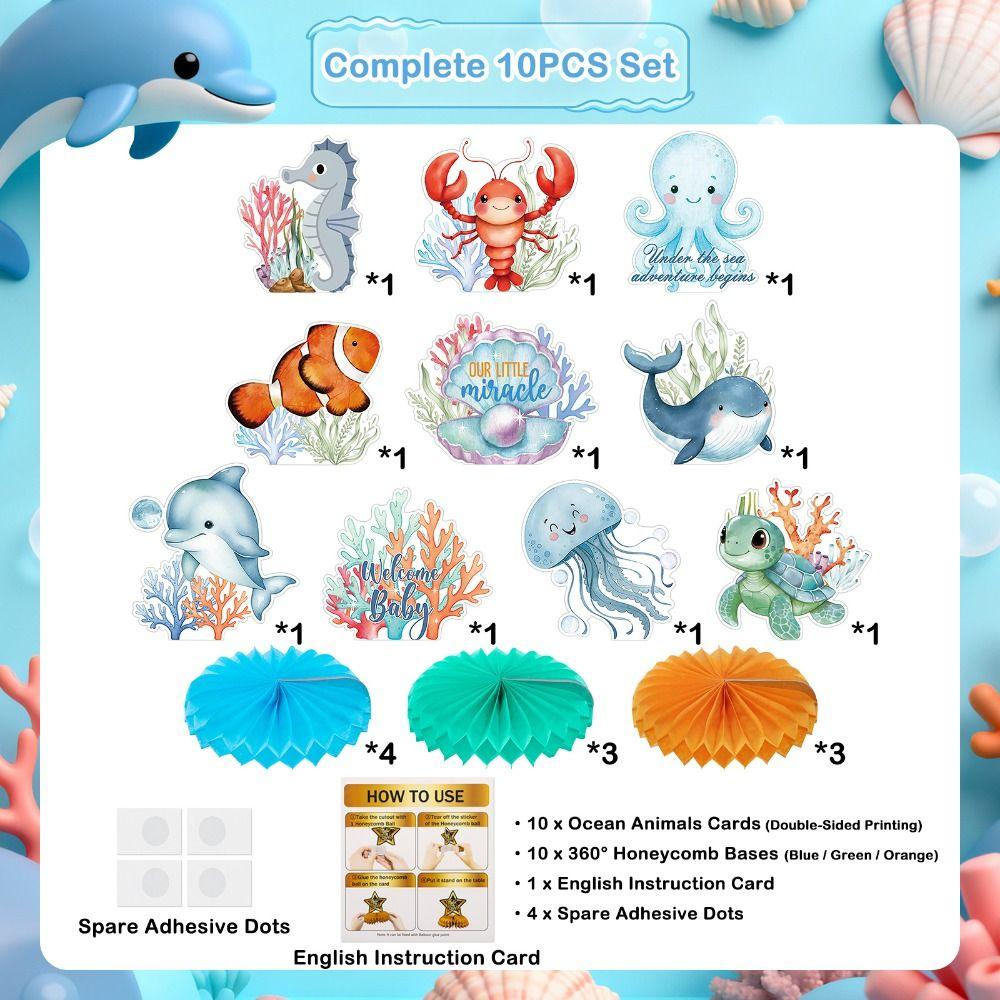 10PCS Set Ocean Animals Centerpieces Under the Sea Decorations  for Gender Reveal Birthday Party