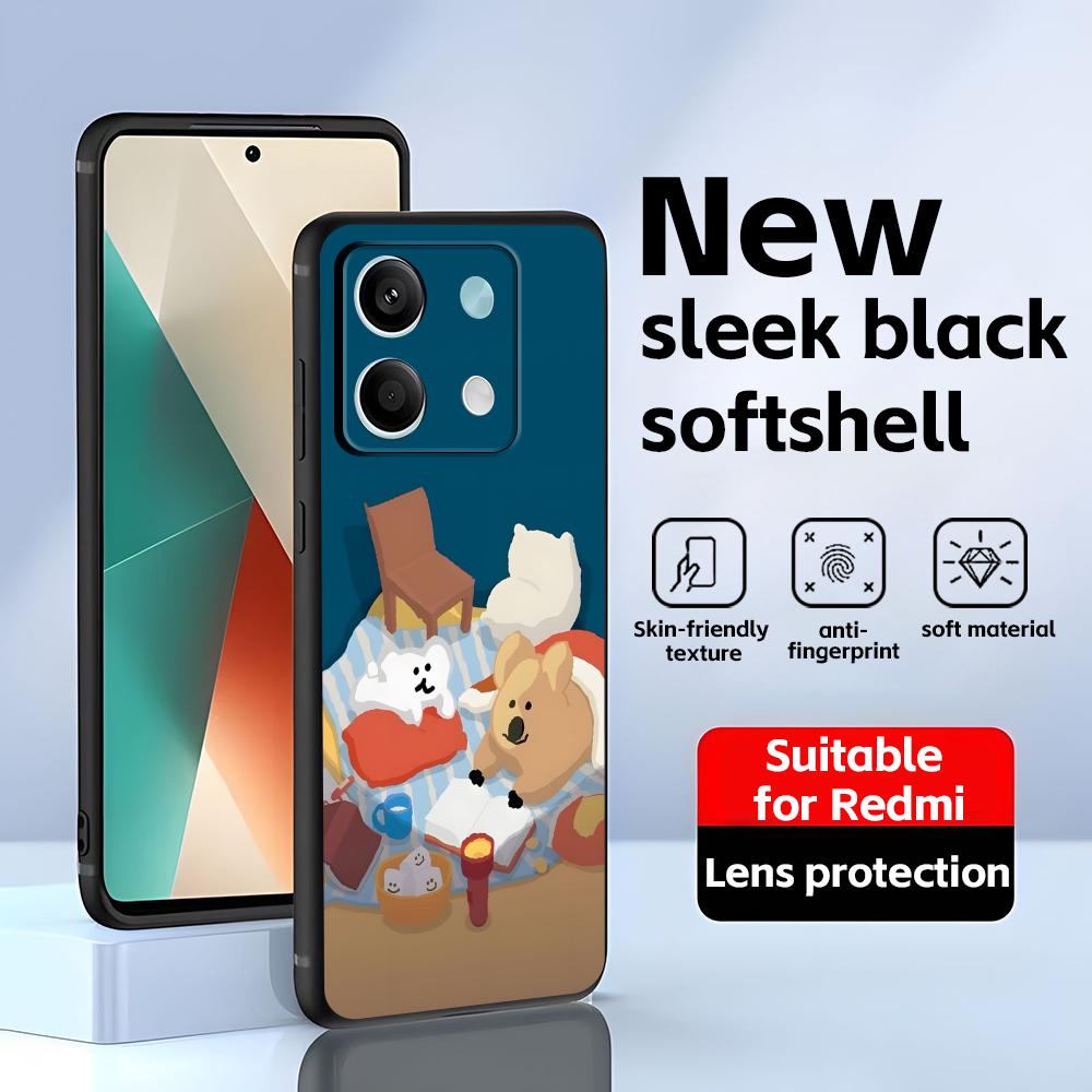 Süße D-Dinotaeng Handyhülle für Redmi Note 14 13 12 11 Pro Plus S 5G 14C A3 Weiche Schwarze Handyhülle