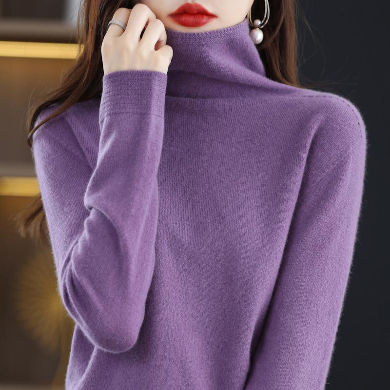 Dámský svetr s rolákem, kašmír Qinghe, 30 % kašmír 70 % vlna, zimní pletený svetr podzimní svetr kašmírový svetr