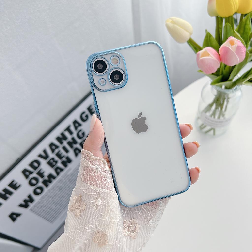 Luxury Plating Clear Silicone Phone Case For iPhone 17 Pro 16 15 14 13 12 11 Pro Max Plus Air Lens Protection Case Back Cover