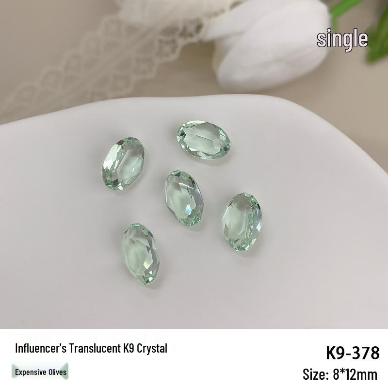 K9 Ice Olive Green & Sea Blue Gem Nail Decorations - Pointed Tip Diamonds