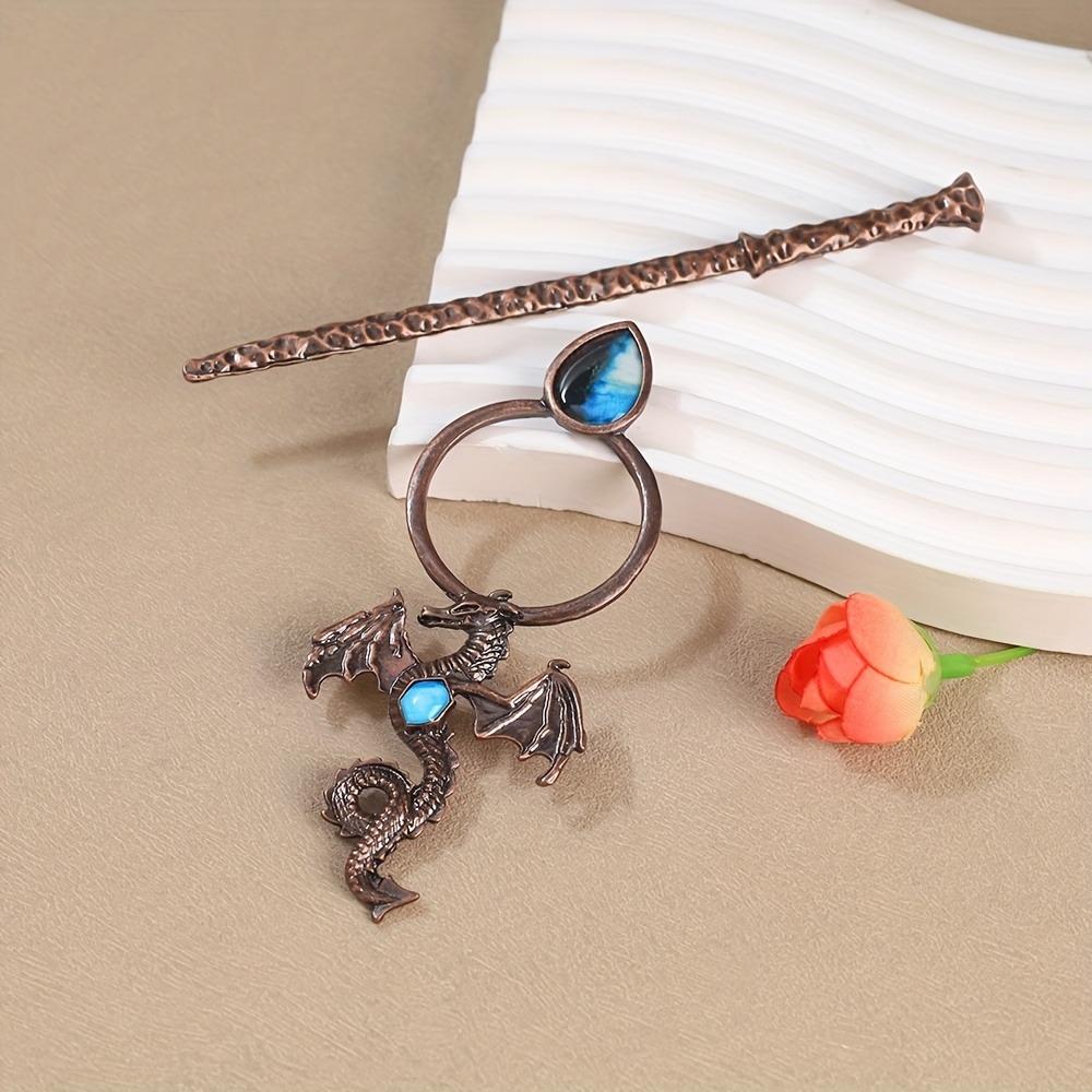 1pc Vintage Dragon Gemstone Hair Stick Gothic Fantasy Style Perfect for Cosplay Looks Unique Mythical Hair Accessory Enthusiasts