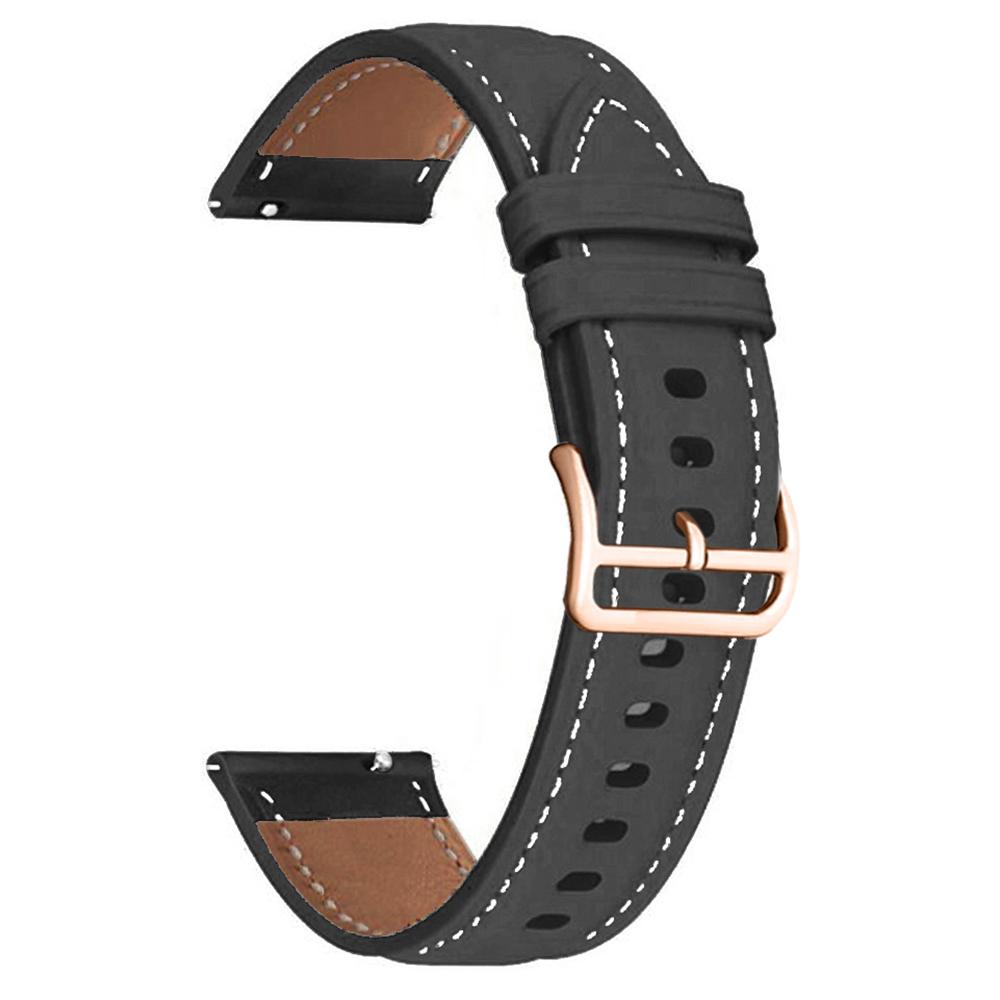 For Garmin Vivoactive 5/Venu 2 Plus/Venu Sq PU Leather Watch Strap Gold Buckle 20mm Watch Band