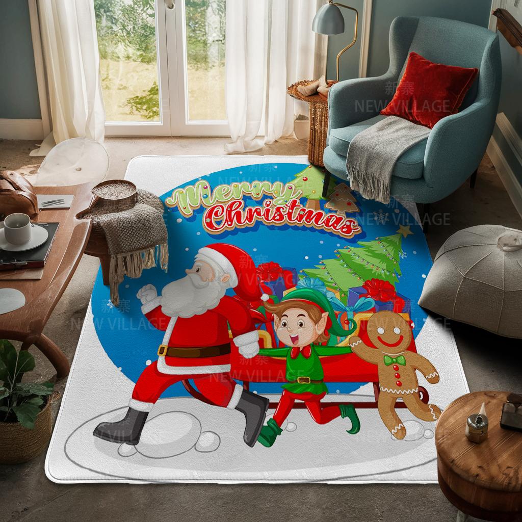 House Entrance Carpet Home Door Mat Living Room Bath Foot Bathroom Non-slip Water Absorption Rugs Bath Merry Christmas Winter