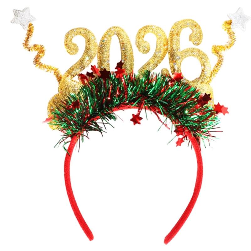 

2026 Holiday Headbands Fashionable Christmas Headpiece Sequins Headbands for Christmas and New Year s Parties золотий