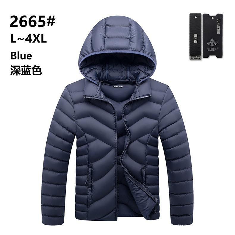 Winter new casual men's solid color warm cotton-padded clothes fashionable stream striped hooded jacket