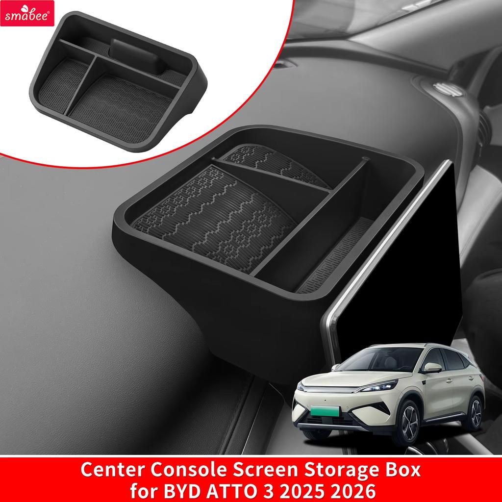 Smabee for BYD ATTO 3 EVO / YUAN PLUS 2025 2026 Car Dashboard Storage Tray Display Screen Rear Box Organizer Accessories