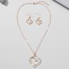 1 Pair Of Earrings + 1 Necklace French Romantic Style Jewelry Set Sparkling Heart Design Silvery Or Golden Make Your Call Gift F