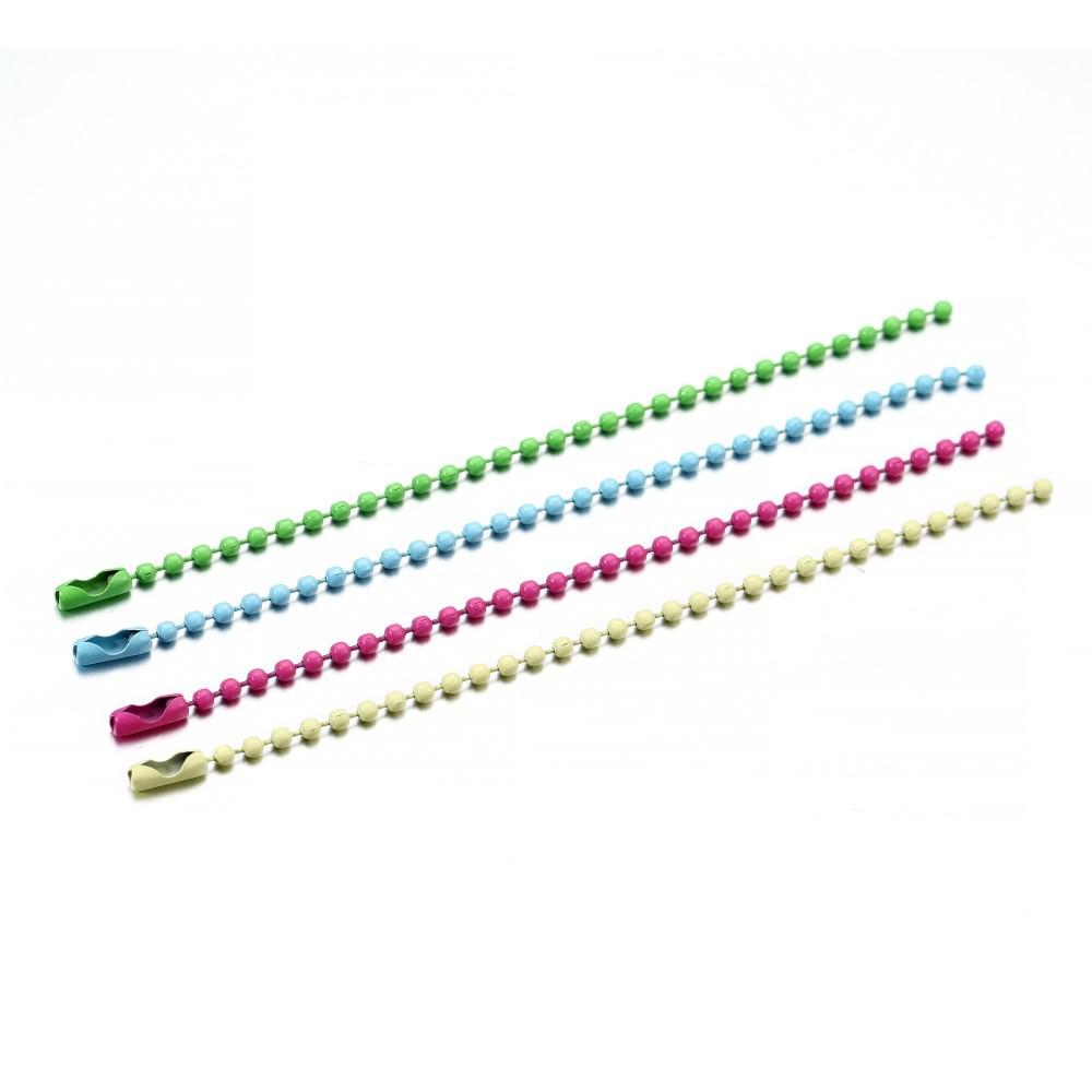 Farebná 11 cm kovová guľôčková retiazka na DIY šperky, kľúčenky