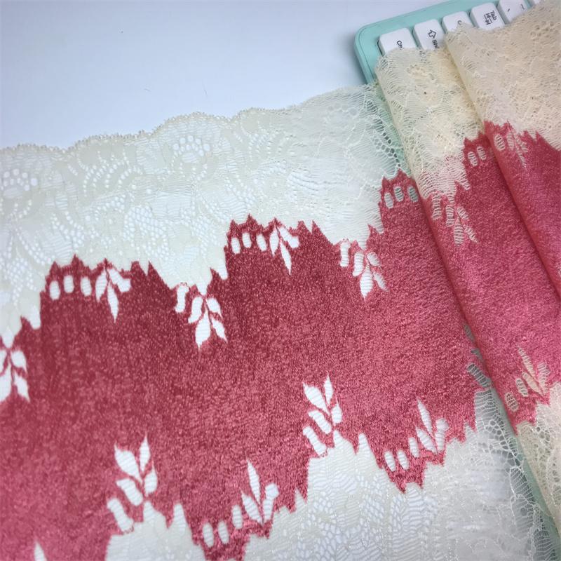 (2 Colors) 22cm wide Spandex Lace, Two Tone Stretch lace fabric for Sewing, Lingerie, Bra, Underwear, Garment, Crafting