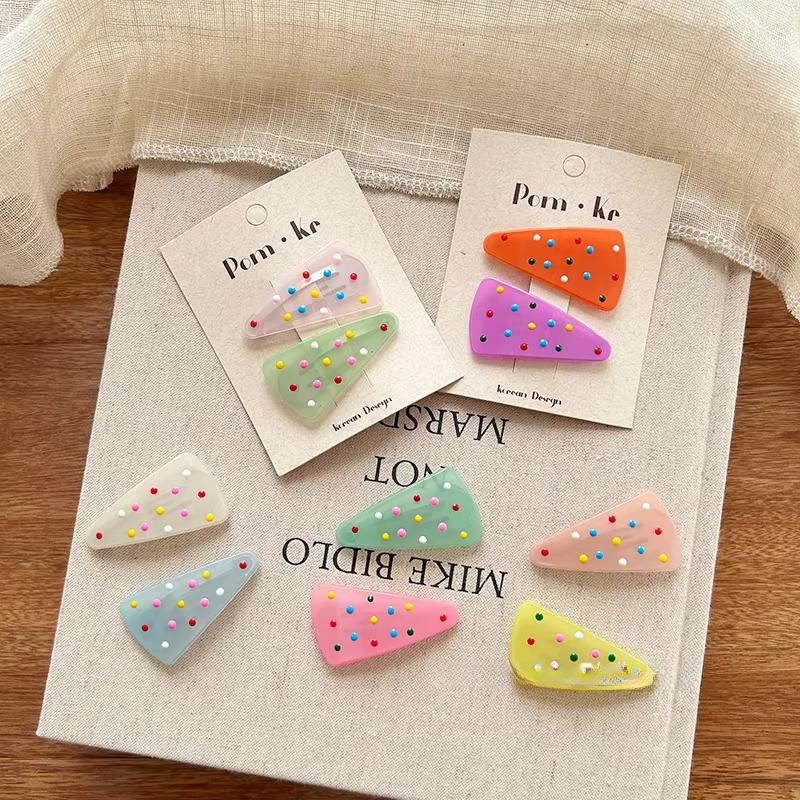 2pcs/set Cute Jelly Color Korean Fashion Kids Girl Hair Clip Triangle Candy Sweet Barrttes for Children BB's Clip Headwear