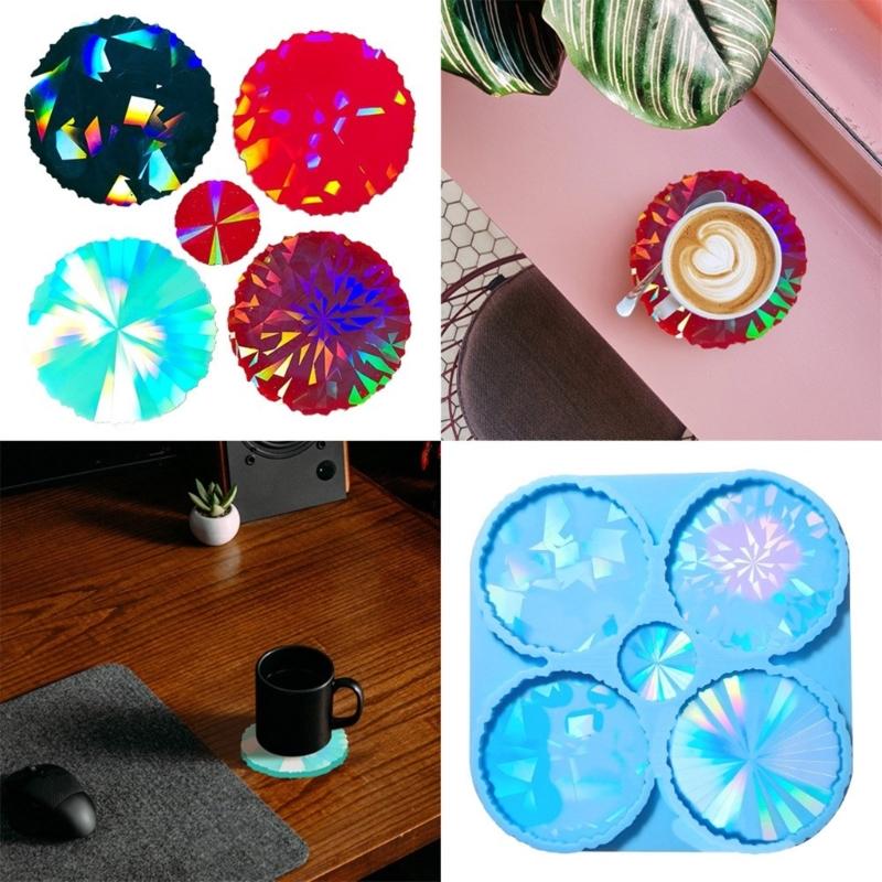 Sparkling Silicone Mold for DIY Crystal Resin Cup Mats Personalized Beverage Decorations Crafting Mould for DIY Projects