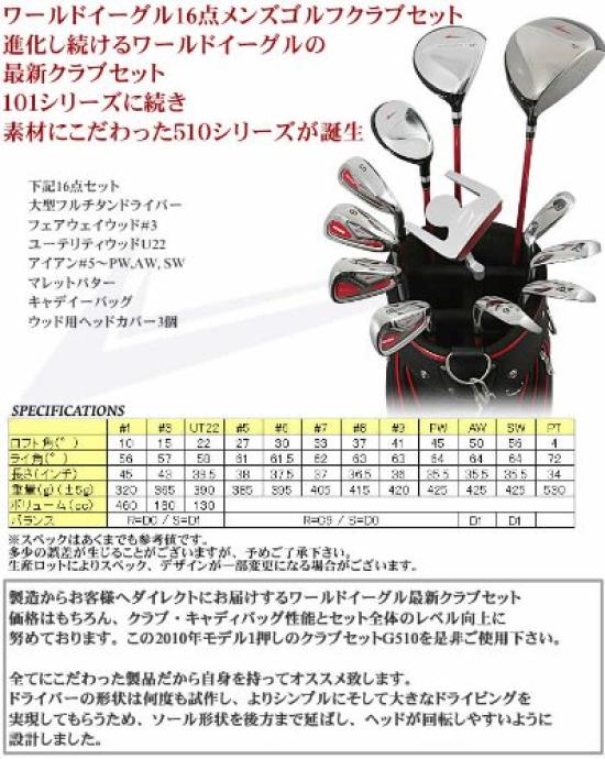 WORLD EAGLE G510 Set holí 12 holí Pravá Ruka Dedykovaný Bag Začátečníci Pokročilé Golfové hole Pánské Ruka/S Bag