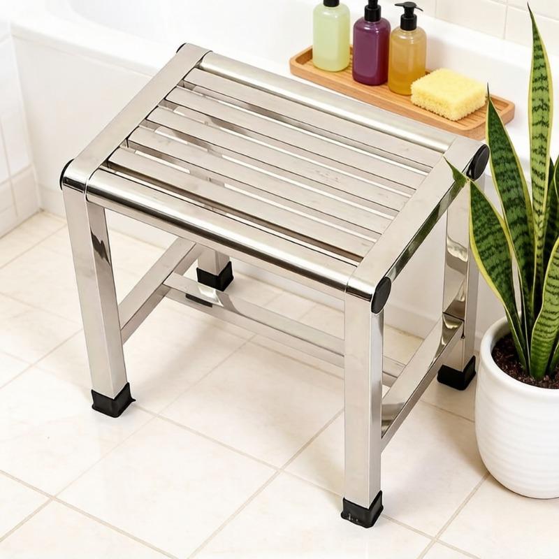 2 Stück Multifunktionaler Edelstahlhocker, Dickes Stabiles Design für Wohnzimmer, Badezimmer, Esszimmer und Outdoor-Camping