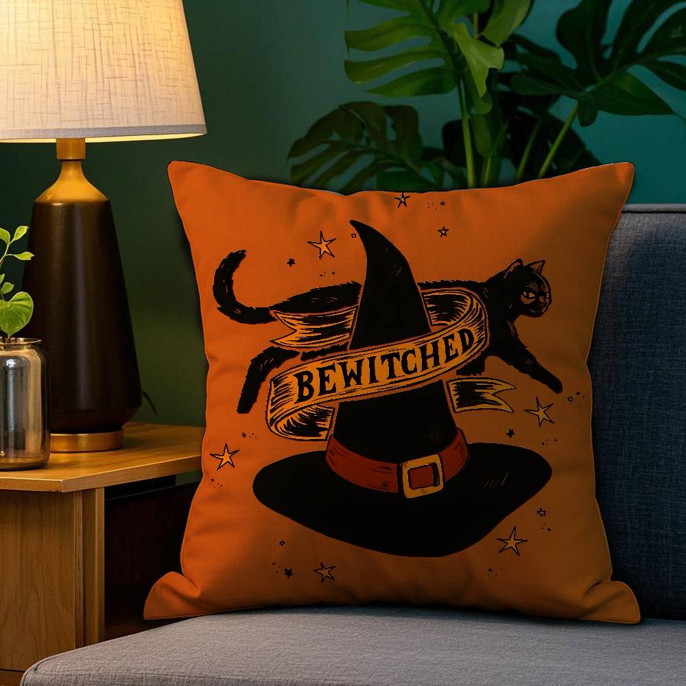 Scary Halloween Bat Pumpkin Pillow Case Sofa Living Room Bedroom Double-sided Printing Square Cushion Nap Time Pillow Case
