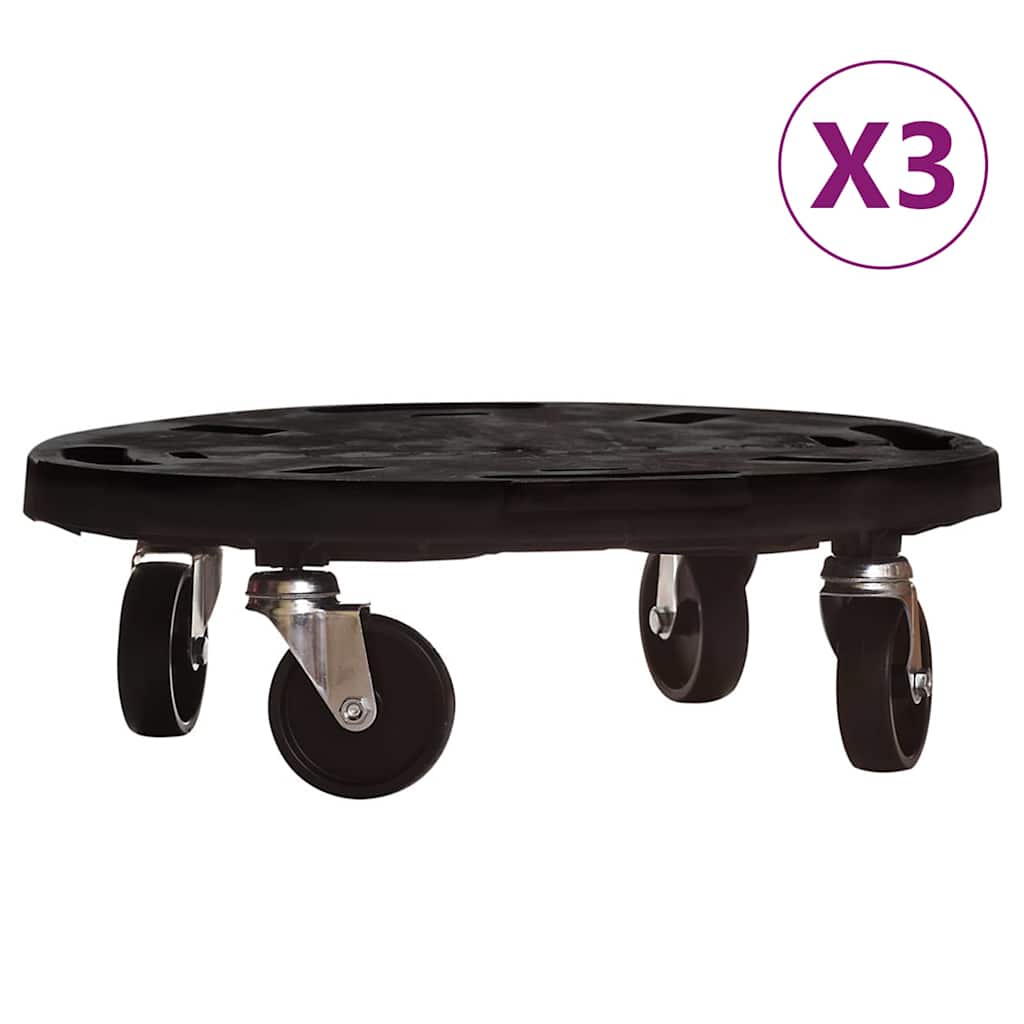 Plant Rollers 3 pcs 40 cm Diameter Black 275 kg