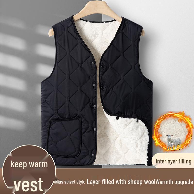 Elderly Women's Warm Velvet Vest: Cozy Autumn/Winter Shawl for Grandma and Mom