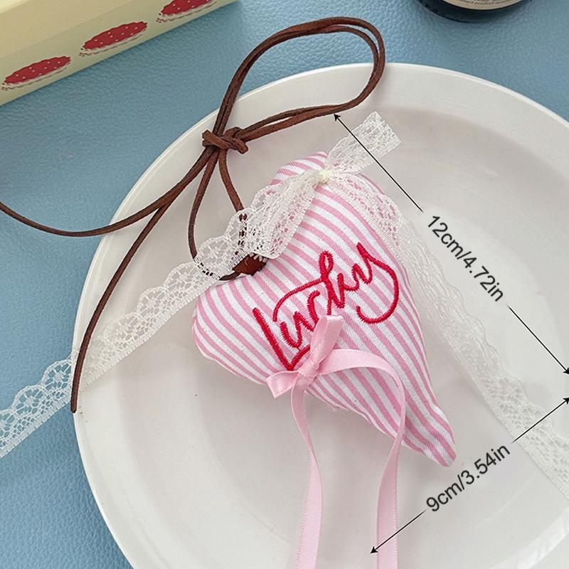 

Y2K Sweet Lace Bow Heart Keychain Girly Cute Keyring Bag Pendant Backpack Hanging Decoration For Best Friend Gifts рожевий