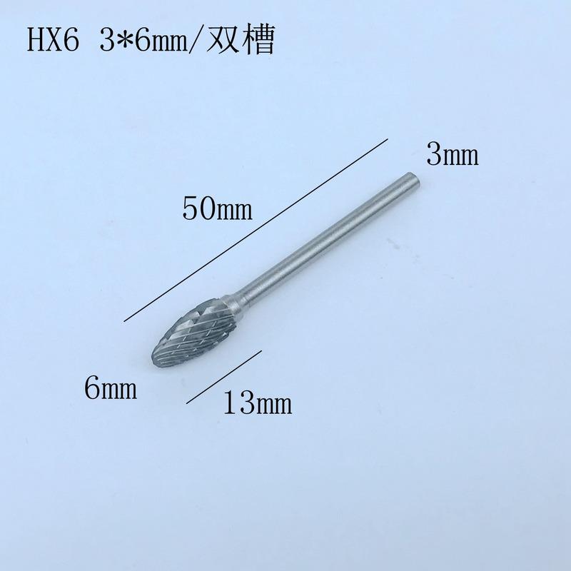 10ks/sada Ocelové rotační frézy Sada 3*6mm Stopka Dřevo DIY Elektrická brusná hlava Vrták
