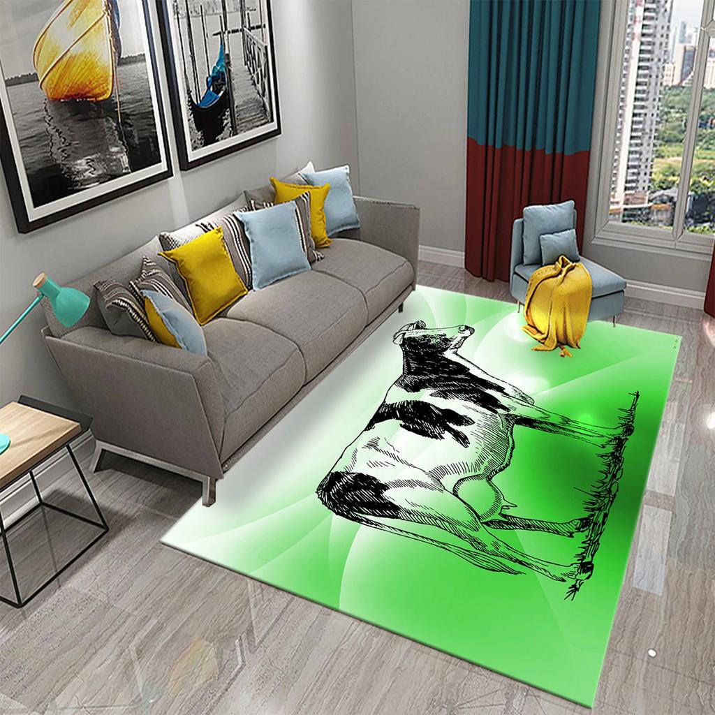 Milchkuhmuster Teppich Kawaii Bauernhoftier Teppich Ochse Fußmatte Rechteck Bereichsteppiche für Erwachsene Yogamatte Wohnzimmerdeko Fußmatte