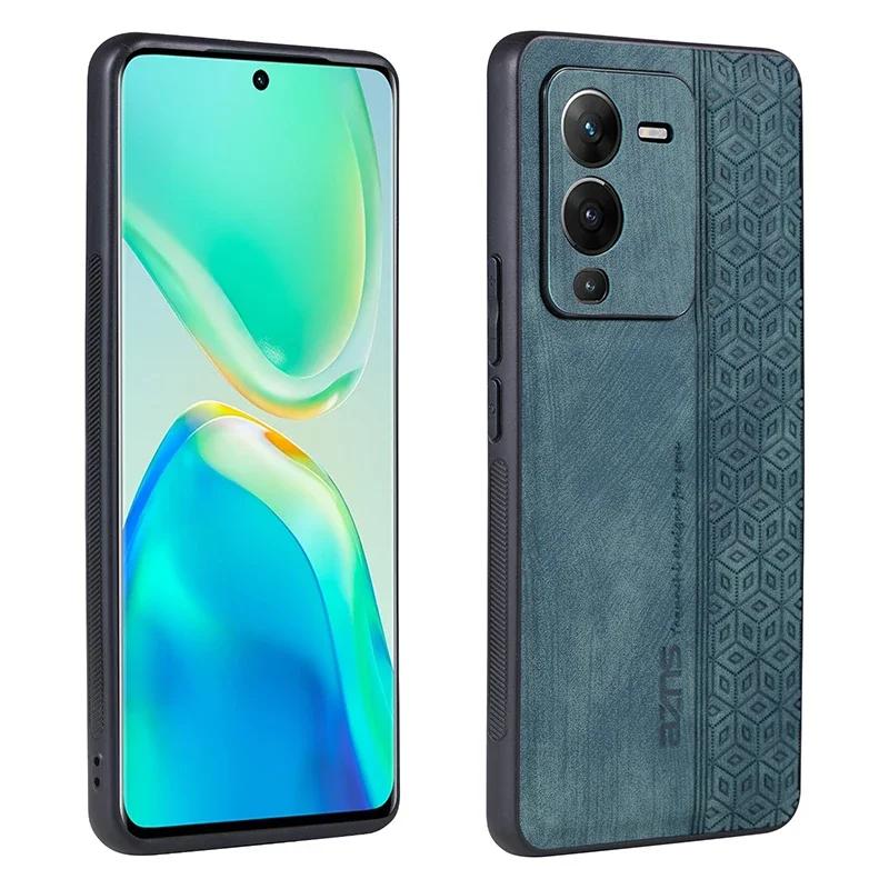 Luxury 3D Embossed Leather Case for Vivo S15 S16 S17 T1 Pro 15e 16e 17e Skin Feel Soft Edge Rugged Bumper Back Cover Funda