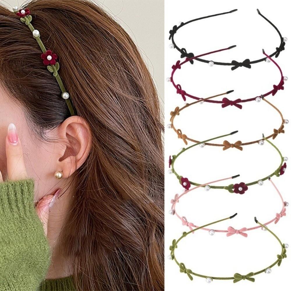 Zinc Zinc Alloy Flower Headband Plush Women Hair Hoop Personality Bow Hairband  Headwear