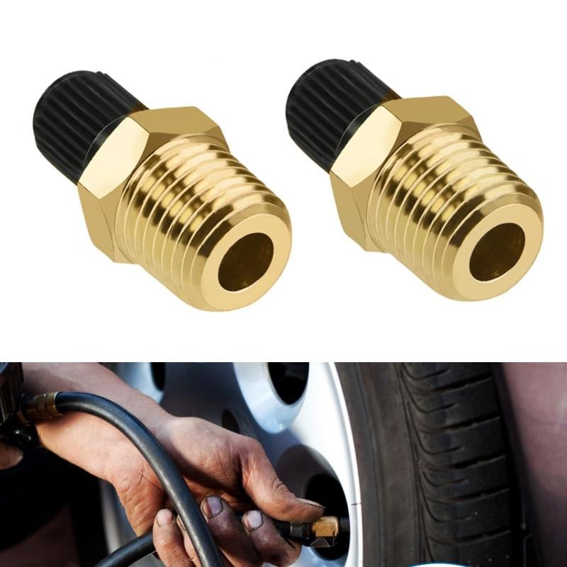 2 Pieces Brass Valves Adapter 1/4 Inch NPT Air Inflator Connector Suitable For Car Tire Pumps And Portable Compressors