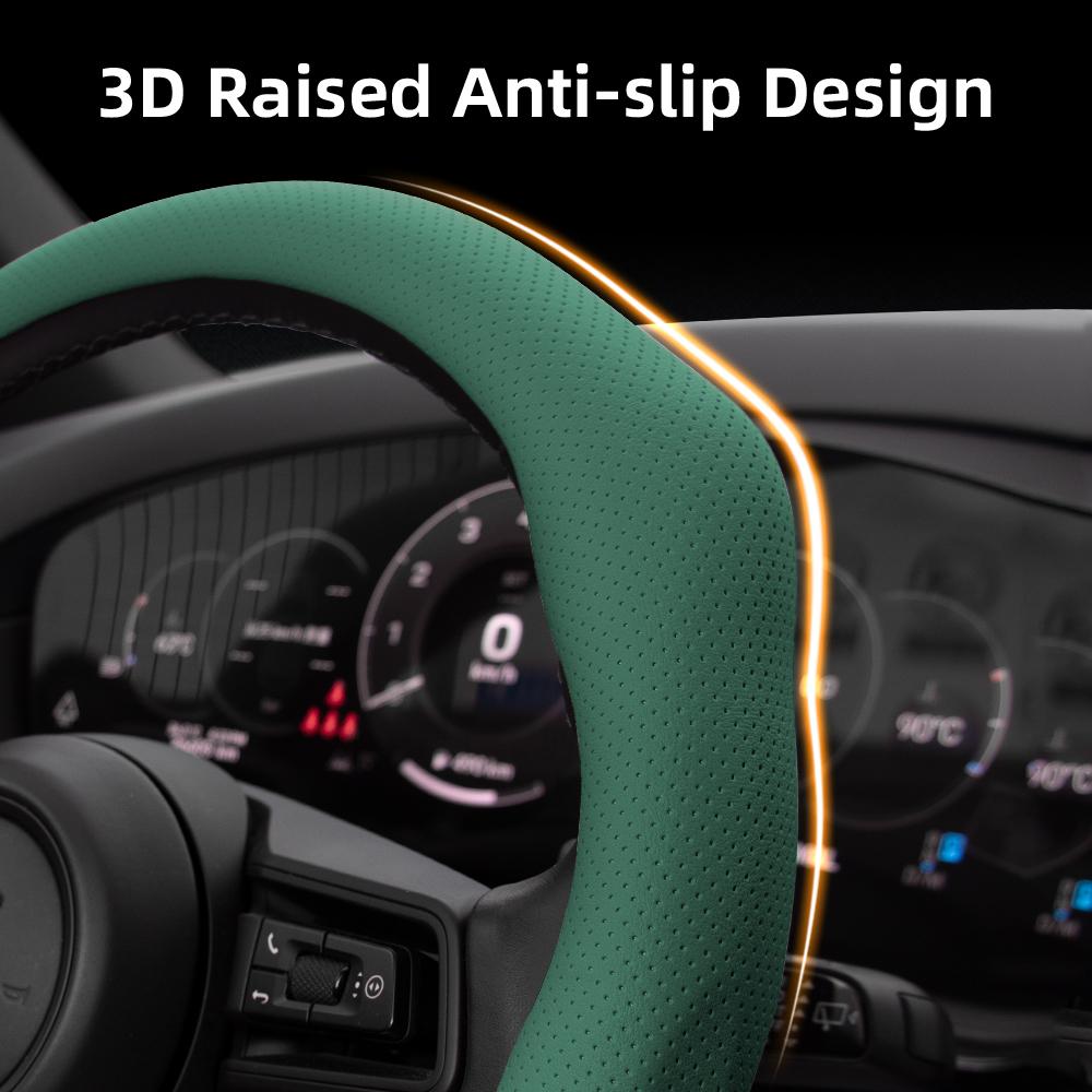 Suitable for Mercedes-Benz Perforated Leather Steering Wheel Cover, Non-Slip, Sweat-Absorbent, Breathable, Integrated Protective Case V 