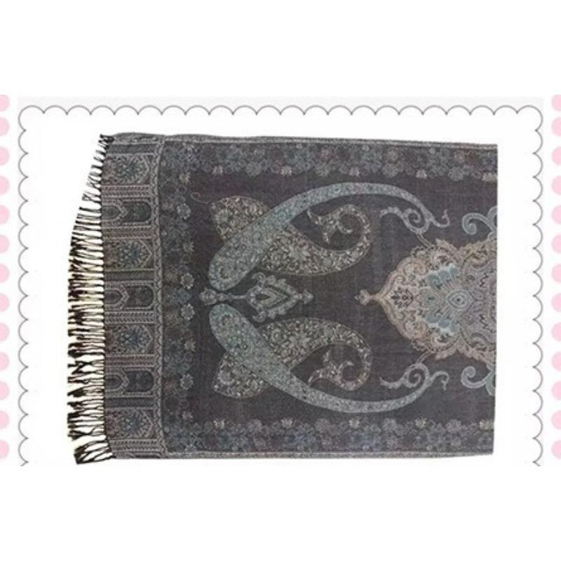 

Ethnic Style Double Cashew Jacquard Air Conditioner Quilt Long Scarf Shawl Scarf Fringed Spring And Summer Thin Bag Headscarf Scarf Female 70*180CM