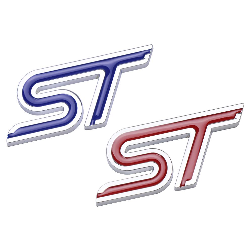 MJU13 Car Aluminum Alloy ST Emblem Front Grille Body Trunk Decoration Sticker Decal For Ford TAURUS Shelby Edge Ecosport Kuga Mustang