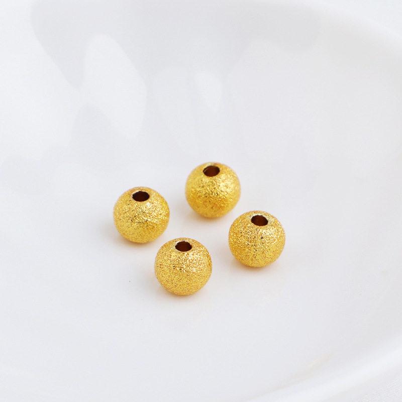 Gold Plated Frosted Round Beads for DIY Handmade Jewelry Spacer Necklace Bracelet