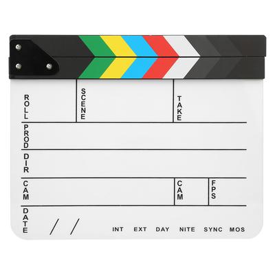 30x25CM Acryl Filmklappe Professioneller Regisseur Action Klappe Filmfotografie Werkzeug(Bunt gestreift Weiß