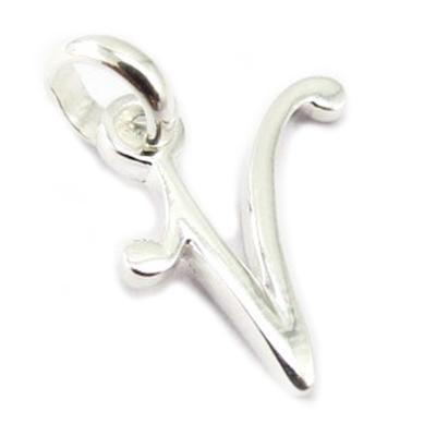 [K3651] - Silver Pendant 'Letter V'
