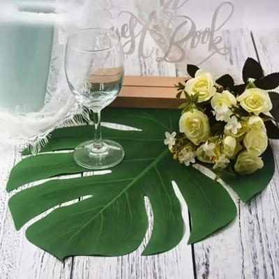 40pcs - Tropical Palm Leaves Summer Monstera Artificial Silk Turtle Leaves for Home Hawaiian Luau Beach Wedding Party Decor