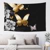 Tapestry Wall Hanging Posters Peach Velvet Art Wall Backdrop Posters Gold White Butterflies Black Wall Art No Damage For Home