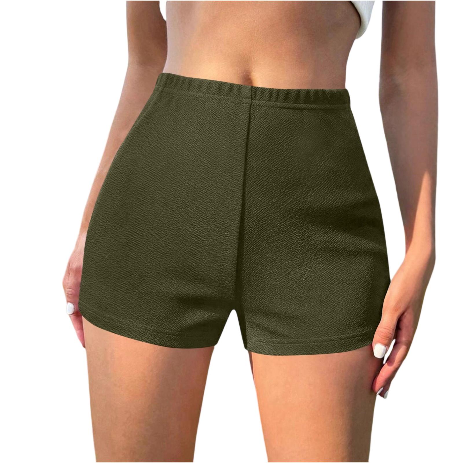 

Женская мода с высокой талией без карманов для отдыха, спорта, бега, дома, выреза, обтягивающие шорты, брюки XL