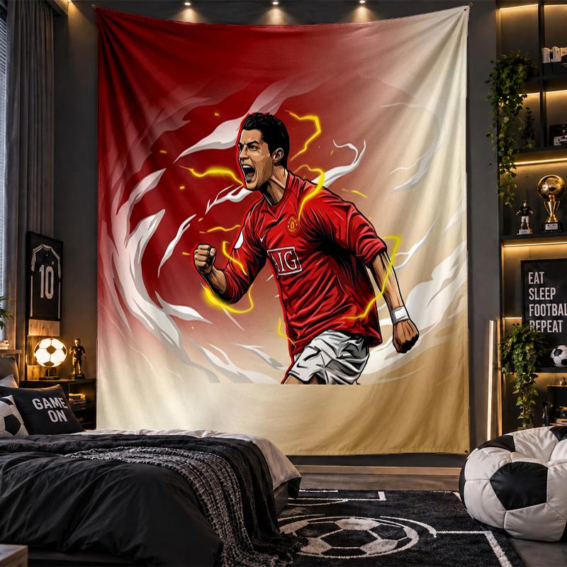 Wall Hanging Tapestry Cristiano Ronaldo Print Cloth for Living Room Bedroom Home Decor