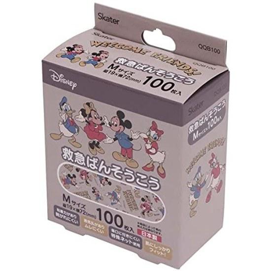 Skater first aid bandages M size bulk 100 pieces adhesive Disney Mickey Friends made Japan QQB100-A